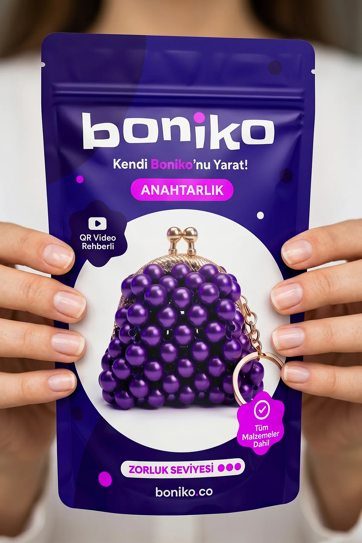 Çanta Anahtarlık Kiti Mor paketi