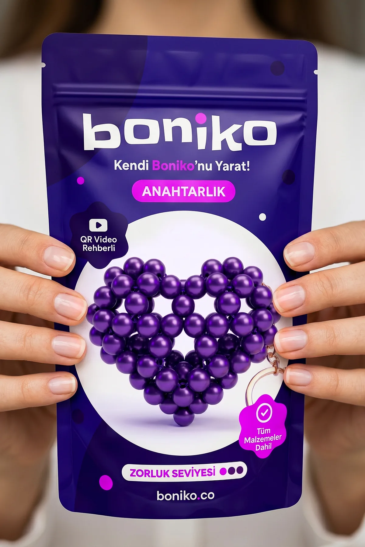Kalp Anahtarlık Kiti Mor paketi