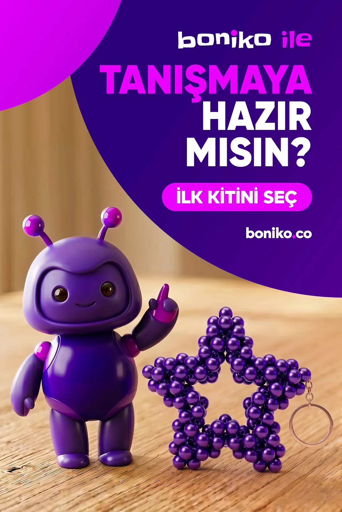 Yıldız Anahtarlık Kiti Mor – Boniko ile kendin yap